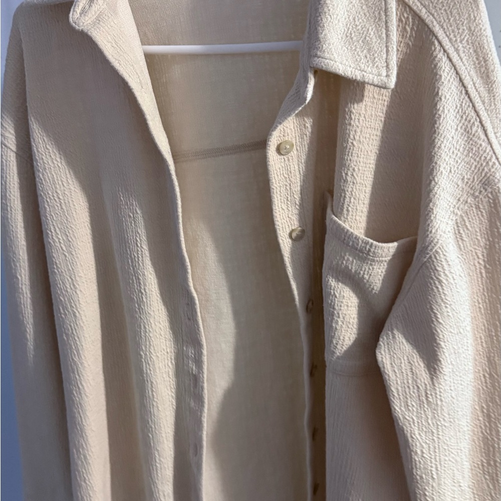 OAK FORT Beige Textured Button-Up Shirt